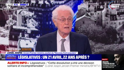 Lionel Jospin: "Pour moi, le Rassemblement national n'est pas un parti fasciste, (...) c'est un parti d'extrême droite"