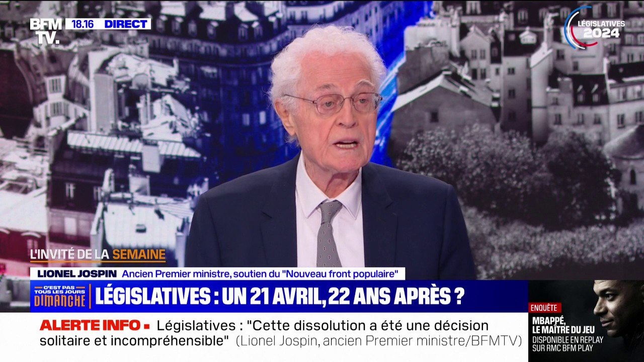 Lionel Jospin: "Pour moi, le Rassemblement national n'est pas un parti fasciste, (...) c'est un parti d'extrême droite"