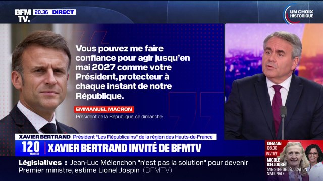 Xavier Bertrand (LR), au sujet d'Emmanuel Macron: Il y a un rejet à la fois de sa politique et de la personne