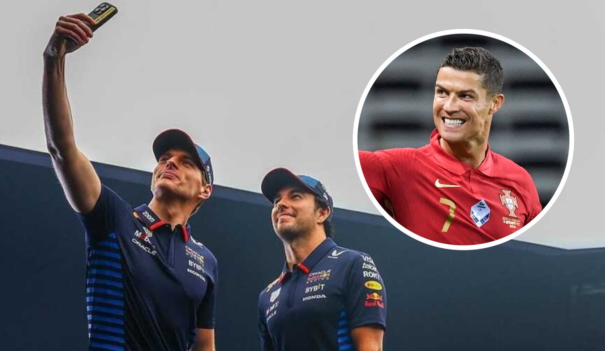 Checo Pérez revela que tiene el teléfono de Cristiano Ronaldo en dinámica junto a Max Verstappen