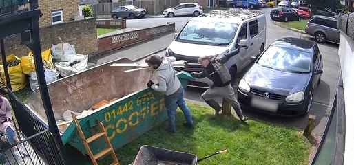 Guy Trips on Bollard and Falls