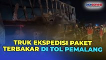 Detik-Detik Truk Ekspedisi Paket Ludes Terbakar di Tol Pemalang