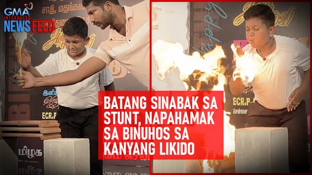 Batang sinabak sa stunt, napahamak sa binuhos sa kanyang likido | GMA Integrated Newsfeed