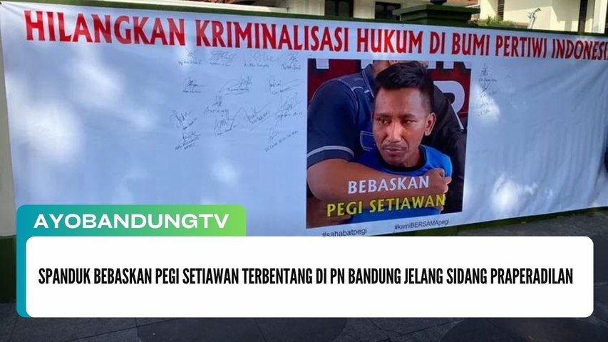 Spanduk Bebaskan Pegi Setiawan Terbentang di PN Bandung Jelang Sidang Praperadilan