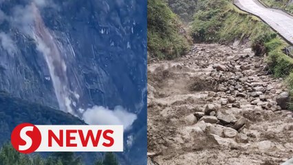 Landslides on Mt Kinabalu after continuous heavy rain
