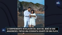 La sorprendente revelación del sexo del bebé de dos aragoneses: pintan una ecografía gigante en una playa