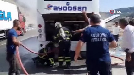 Otobüs içinde korkutan yangın
