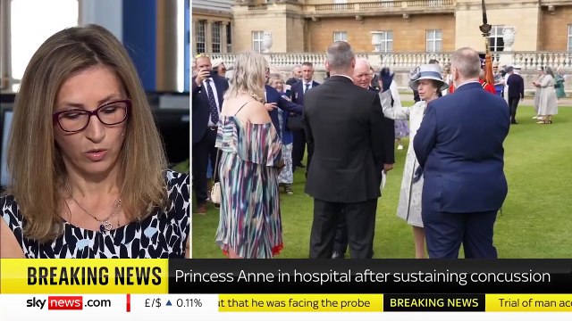 La princesse Anne, sœur du roi Charles III, a été hospitalisée après un incident lui ayant causé de légères blessures et une commotion , annonce le palais de Buckingham
