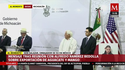 Alfredo Ramírez Bedolla y Ken Salazar dan conferencias sobre la exportación de aguacate y mango a EU