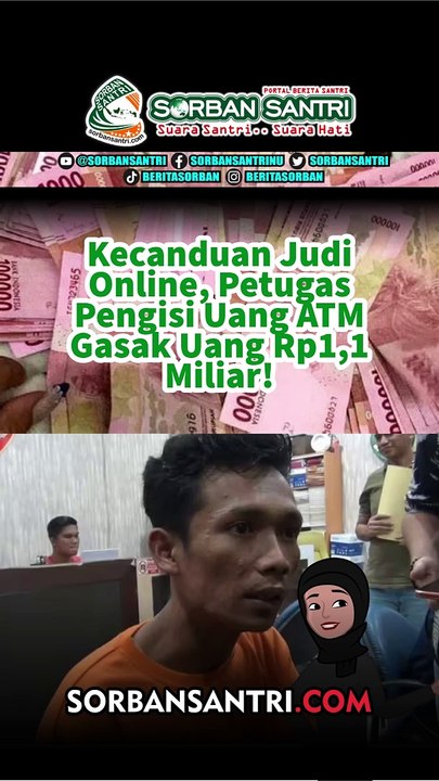 Kecanduan Judi Online, Petugas Pengisi Uang ATM Gasak Uang Rp1,1 Miliar!
