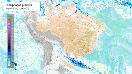 Previsão de nebulosidade e chuva até quarta-feira.