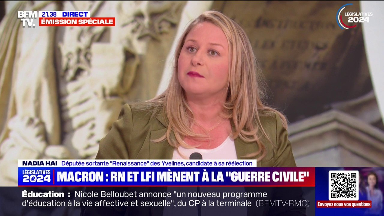 Nadia Hai (Renaissance), au sujet d'Emmanuel Macron: "Je ne suis pas d'accord sur le fait de dire que c'est un boulet" pour notre campagne