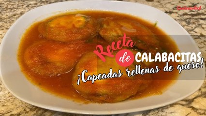 Download Video: Receta de Calabacitas capeadas rellenas de queso, guisado casero mexicano