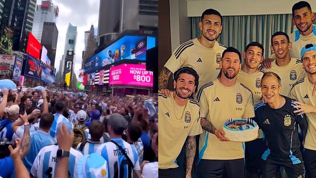 Copa América 2024: Times Square se pinta de los colores de Argentina por el cumpleaños de Lionel Messi