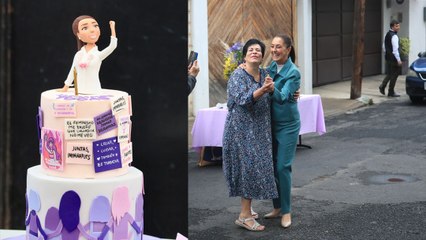 Claudia Sheinbaum, virtual Presidenta electa, partió pastel por su cumpleaños 62