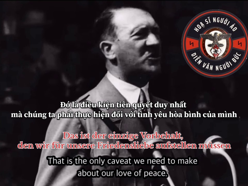 Hitler speech to 50,000 Hitler youth at Nuremberg 1935 'Keinem etwas zuleide tun und von keinem ein Leid erdulden!'
