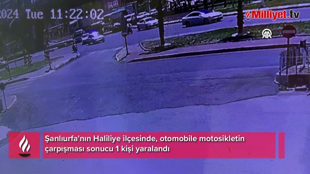 Motosiklet sürücüsünün yaralandığı kaza güvenlik kamerasında