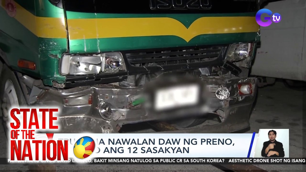 Truck na nawalan daw ng preno, inararo ang 12 sasakyan | SONA