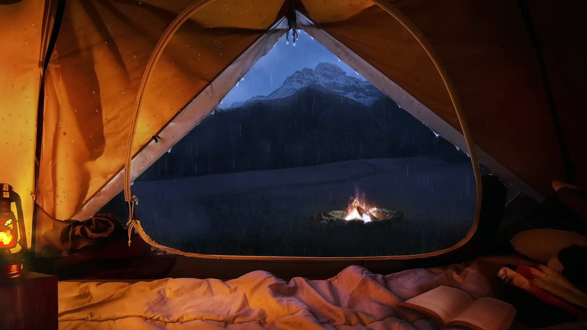 ⁣Rain On Tent with Campfire - Relaxing Rain Sounds for Sleeping 1 Hour