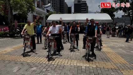 頂30幾度高溫  楊文科騎YouBike宣告進駐新埔