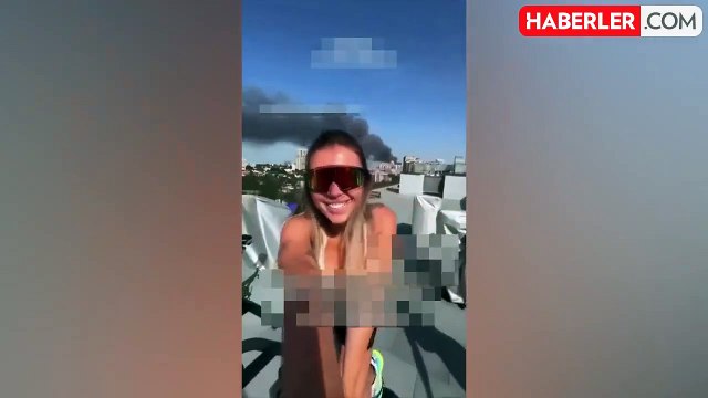 Patlamalar arasında spor yapan kadın sosyal medyayı ikiye böldü