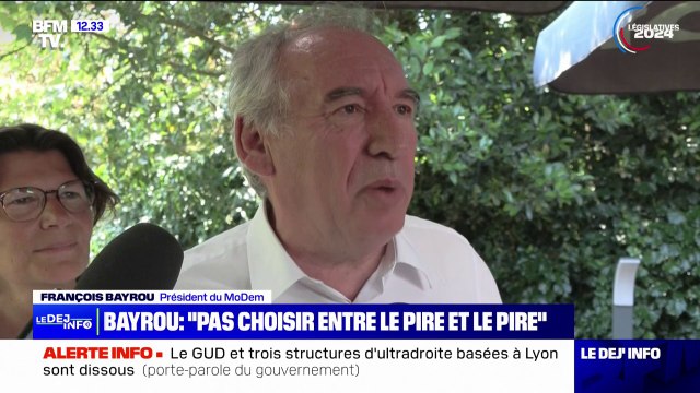 François Bayrou sur les législatives: Je ne veux pas choisir entre le pire et le pire