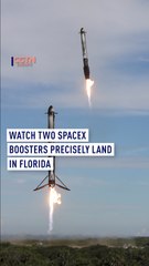 Two SpaceX boosters execute a precision landing at Cape Canaveral