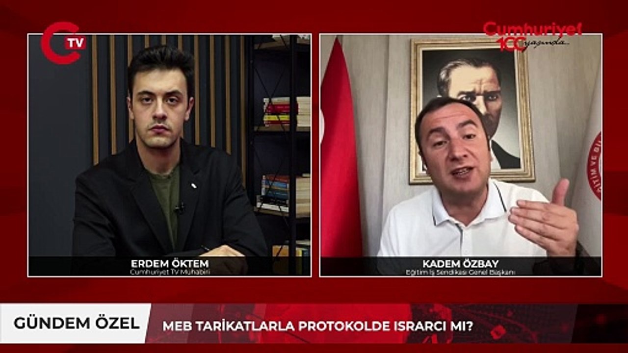 Eğitim-İş Sendikası Genel Başkanı Kadem Özbay, MEB'den gelen davetin geri çevrilmesinin detaylarını Cumhuriyet TV'ye anlattı. "Yusuf Tekin, Cumhurbaşkanı'nın hayalini gerçekleştiriyor!"