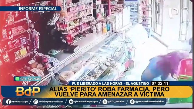 Lo dejaron libre otra vez: Pierito es detenido tras robar farmacia, pero vuelve para amenazar a víctima