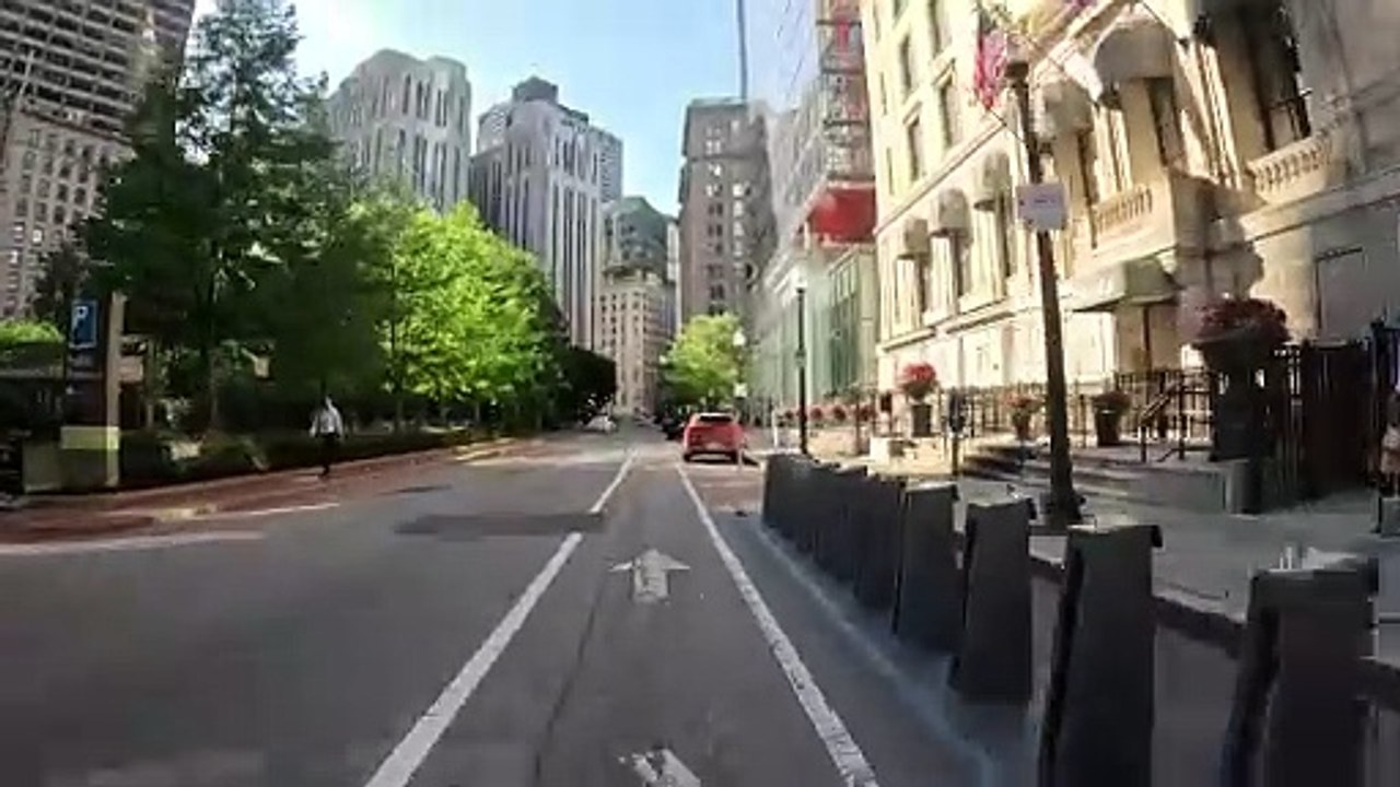 Bike Ride Seaport District Boston through Financial District and Downtown