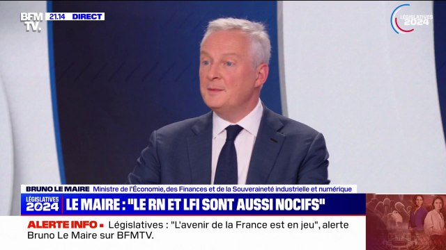 Ils sont aussi nocifs l'un que l'autre estime Bruno Le Maire sur le Rassemblement national et La France insoumise