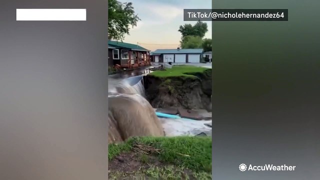 Significant road and street damage amidst flooding in South Dakota
