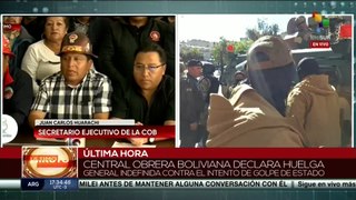 Central Obrera boliviana se declara en huelga indefinida