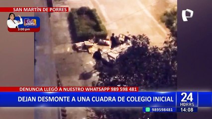 SMP: Vecinos reportan desmonte acumulado a una cuadra de colegio inicial