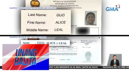 Dalawang "Alice Leal Guo" na magkapareho ang birthday at birthplace, lumabas sa mga dokumentong hawak ng Senado | Unang Balita