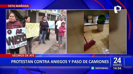 Vecinos de Ate protestan contra aniegos y paso de camiones