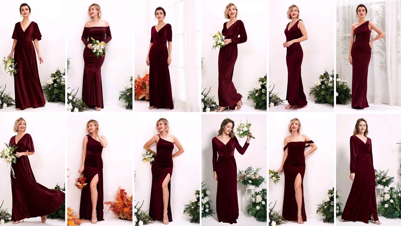 Burgundy Velvet Bridesmaid Dresses
