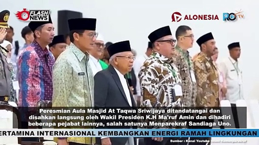 Menparekraf Sandiaga Uno Hadiri Peresmian Aula Masjid At-taqwa Sriwijaya