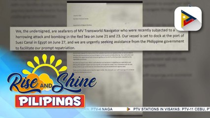 M/V Transworld Navigator, sumulat sa DMW para humingi ng tulong na mapauwi ang mga Filipino Seafarer