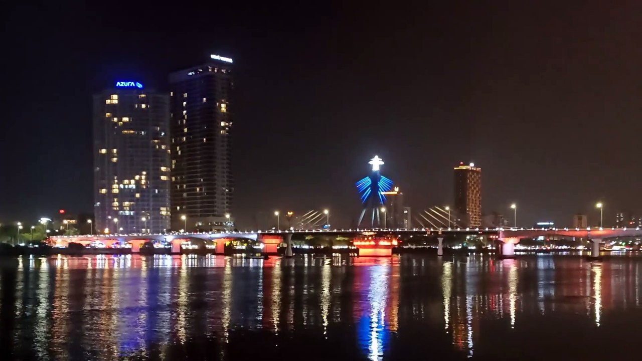 Night view of Danang city Vietnam