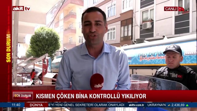 Bahçelievler'de çöken bina kontrollü bir şekilde yıkılıyor