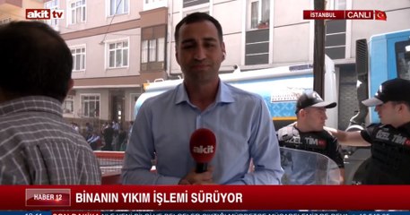 Bahçelievler'de çöken binanın kontrollü bir şekilde yıkımı devam ediyor