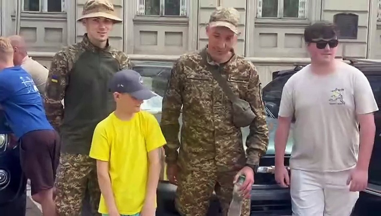 Stogursey youngster William Wilson, aged 10, in Ukraine delivering aid for frontline troops.