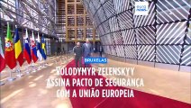 Zelenskyy assina pacto de segurança com a UE durante visita a Bruxelas