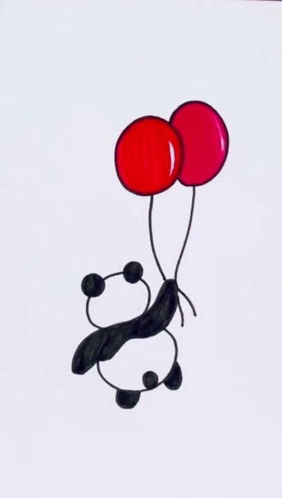 Cute Panda with Balloons   #reels #draw #drawing #art