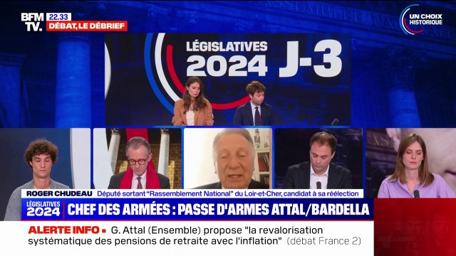Roger Chudeau (RN): Il y a pas de monopole du président de la République sur les armées. C'est un pouvoir partagé (...) Il y aura forcément une entente dans l'intérêt général