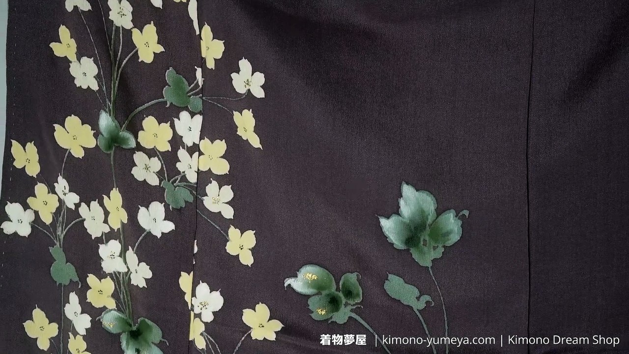 Antique Maroon Tsukesage with Hand-Painted Flowers - High Quality Soft & Lightweight Silk Women's Kimono - Purplish Brown