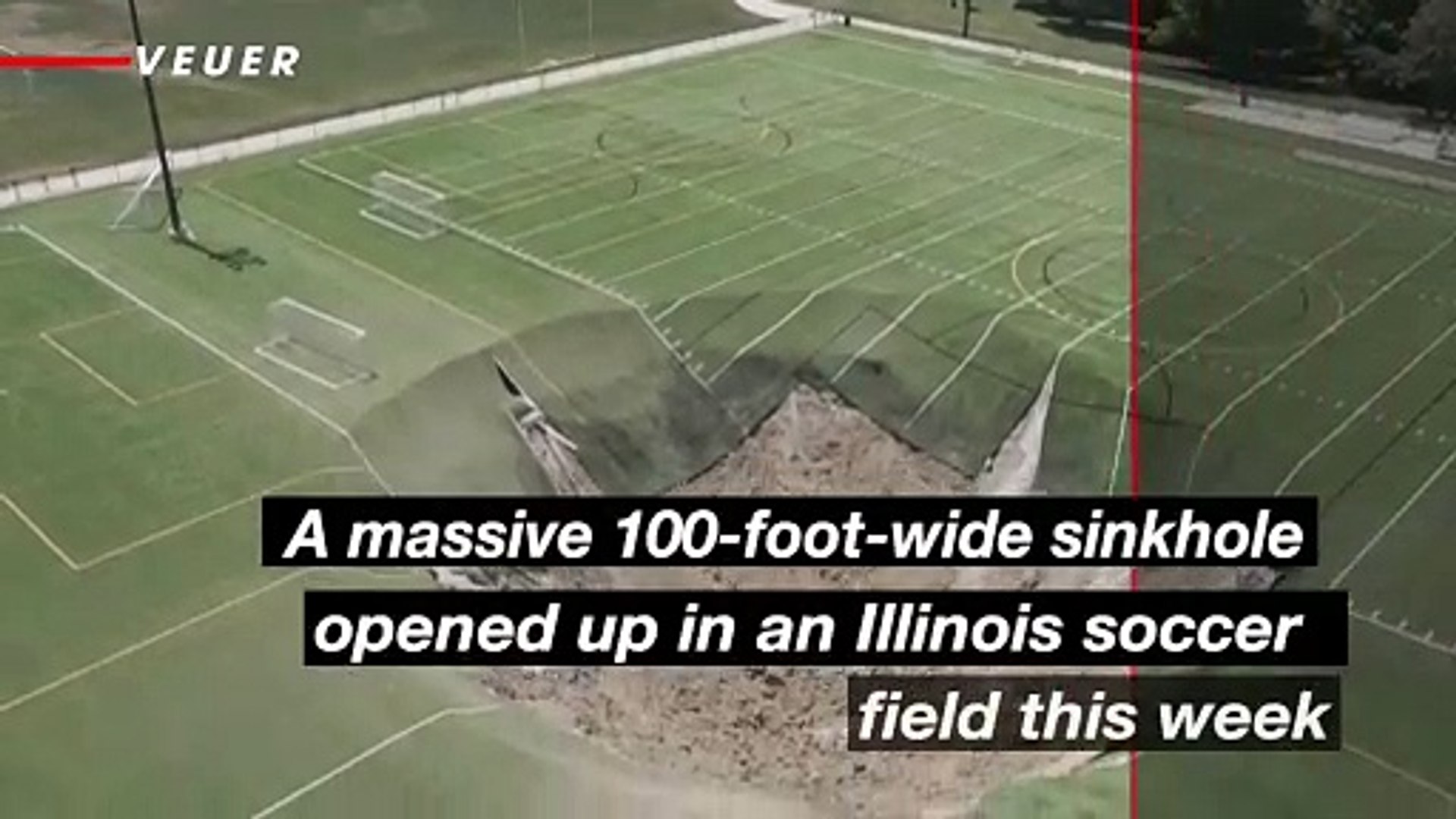Shocking Video Show Massive Sinkhole Swallowing Illinois Soccer Field