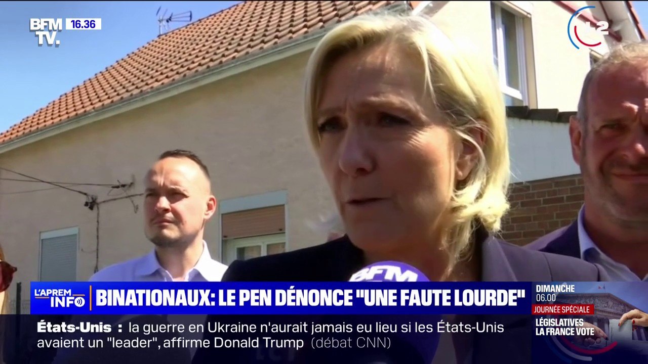 Législatives: Marine Le Pen dénonce "une faute lourde" de Roger Chudeau, après ses propos polémiques sur les binationaux