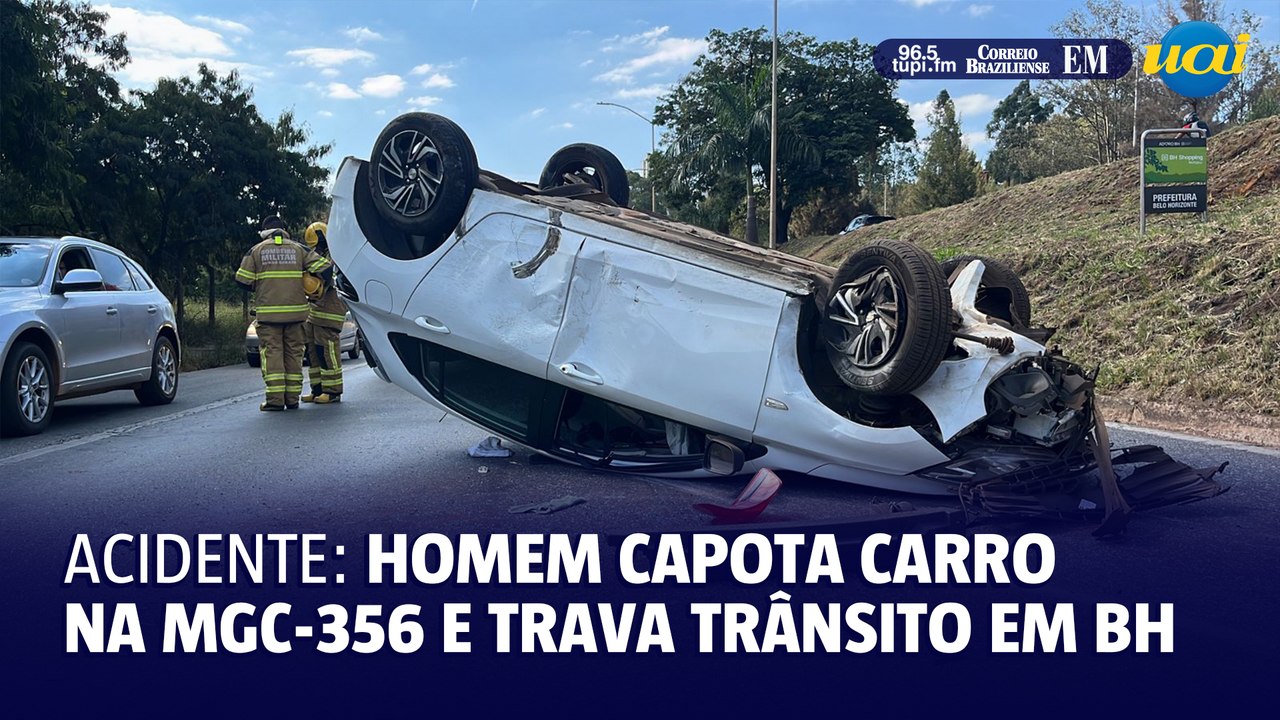 Homem capota carro na MGC-356 e trava trânsito em BH